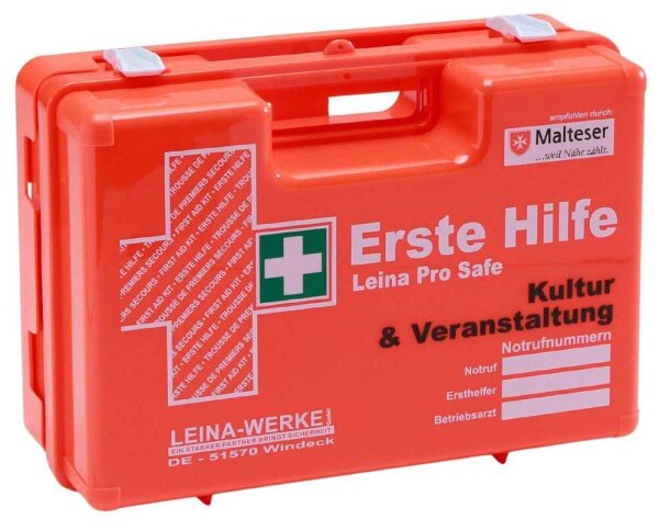 LEINA-WERKE Erste-Hilfe-Koffer Pro Safe Kultur & Veranstaltung DIN 13157 + Erweiterung orange