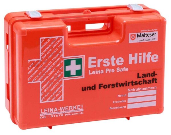 LEINA-WERKE Erste-Hilfe-Koffer Pro Safe Land- & Forstwirtschaft DIN 13157 + Erweiterung orange