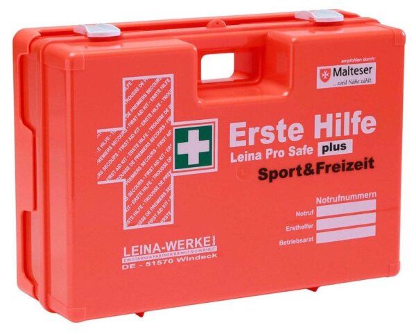 LEINA-WERKE Erste-Hilfe-Koffer Pro Safe plus Sport & Freizeit DIN 13169 + Erweiterung orange