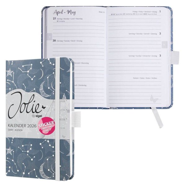SIGEL Buchkalender Jolie 2026 Cosmic Fantasy Blue, 1 St.