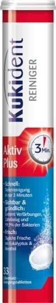 Kukident Aktiv Plus Gebissreiniger-Tabs 33 Stück