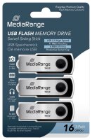 MediaRange USB-Sticks MR910-3 schwarz, silber 16 GB, 3 St.