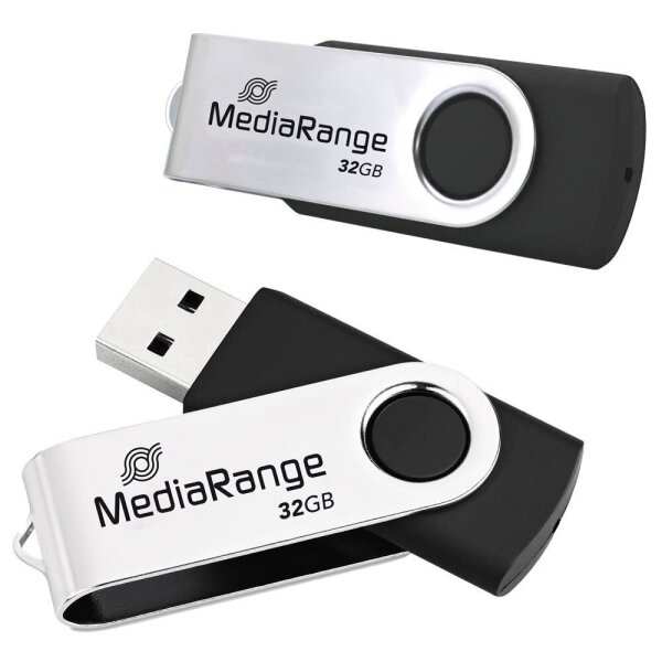 MediaRange USB-Sticks MR911-2 schwarz, silber 32 GB, 2 St.