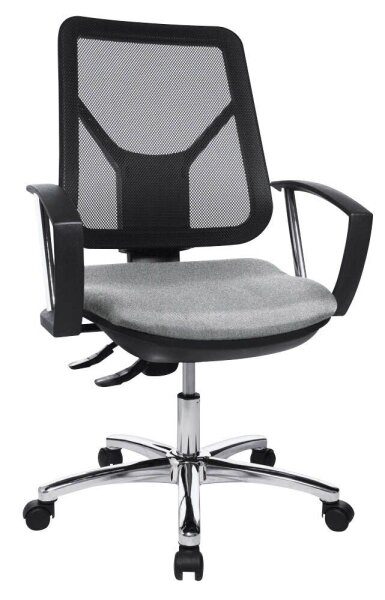 Topstar Bürostuhl Ergo Steel Net Stoff grau, Gestell chrom