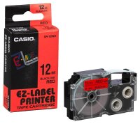 CASIO Schriftband XR-12RD XR-12RD1-W-DJ, 12 mm, schwarz...