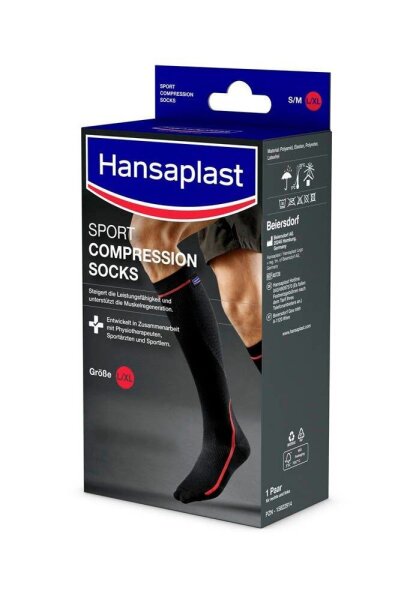 Hansaplast Kompressionsstrümpfe, geschlossene Spitze SPORT COMPRESSION schwarz Größe L/XL 1 Paar