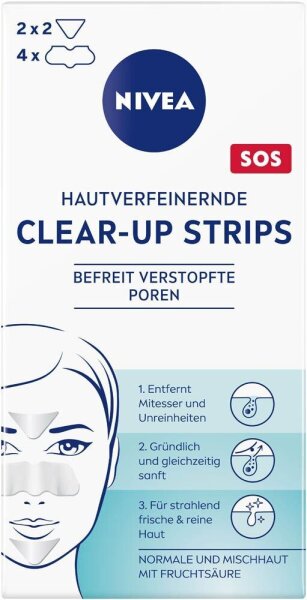 NIVEA HAUTVERFEINERNDE CLEAR-UP STRIPS Mitesserpflaster 6 St.