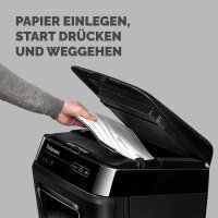 Fellowes AutoMax 150C Aktenvernichter mit Partikelschnitt P-4, 4 x 38 mm, bis 150 Blatt, schwarz