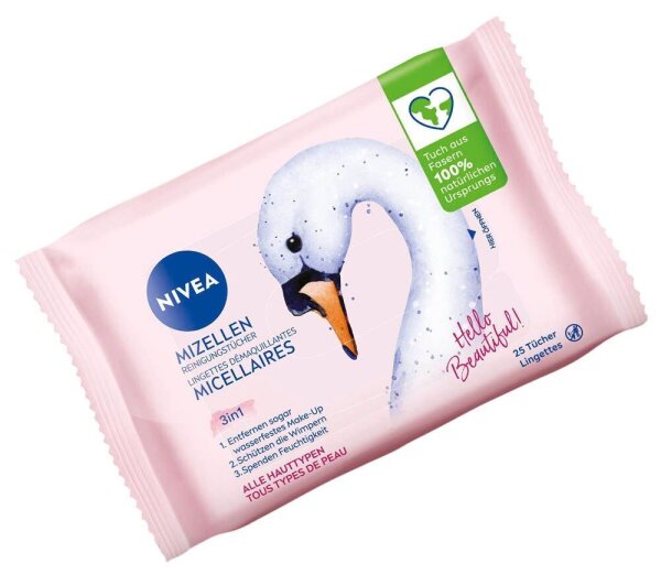 NIVEA feuchte Reinigungstücher MIZELLEN 3in1 1-lagig weiß, 25 Tücher