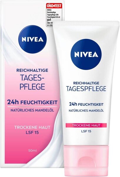 NIVEA 24h FEUCHTIGKEIT LSF 15 REICHHALTIGE Gesichtscreme 50,0 ml