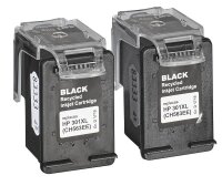 dots  schwarz Druckerpatronen kompatibel zu HP 301XL (D8J45AE), 2er-Set