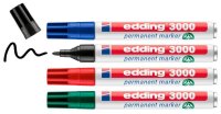 edding 3000 Permanentmarker farbsortiert 1,5 - 3,0 mm, 4 St.