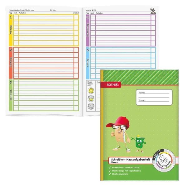 ROTH Hausaufgabenheft Kompass 1. Klasse liniert DIN A4...