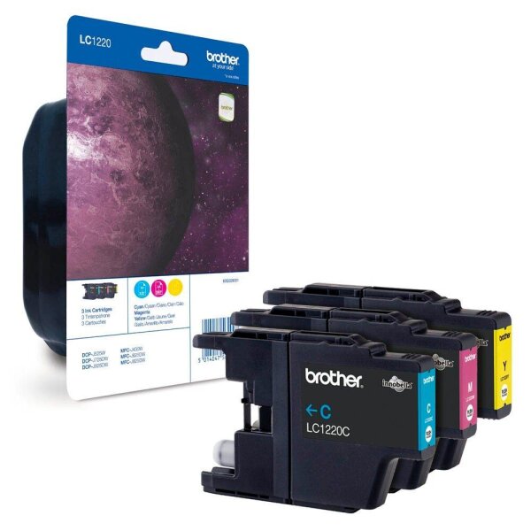 brother LC-1220RBWBP cyan, magenta, gelb Druckerpatronen, 3er-Set