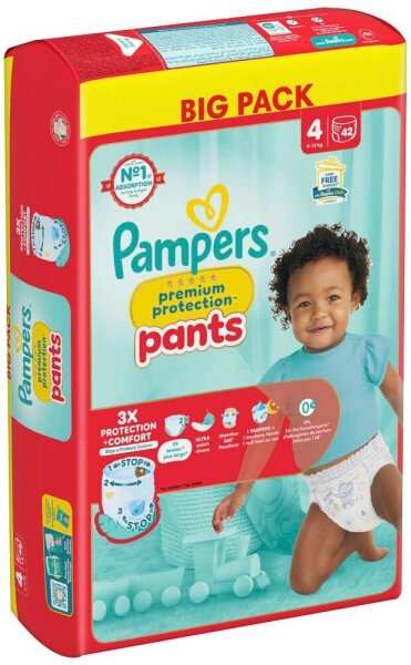 Pampers® Windeln premium protection™ BIG PACK Gr. 4 (9-15 kg) für Babys und Kleinkinder, 42 St.