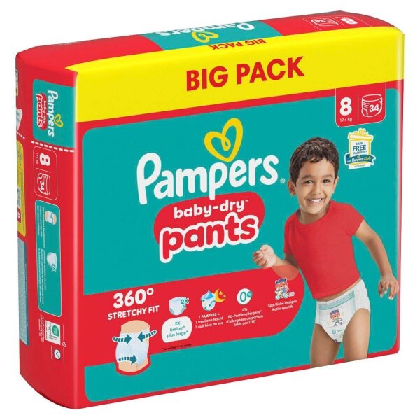 Pampers® Windeln baby-dry™ BIG PACK  Größe Gr.8 (17+ kg) für Kids und Teens, 34
