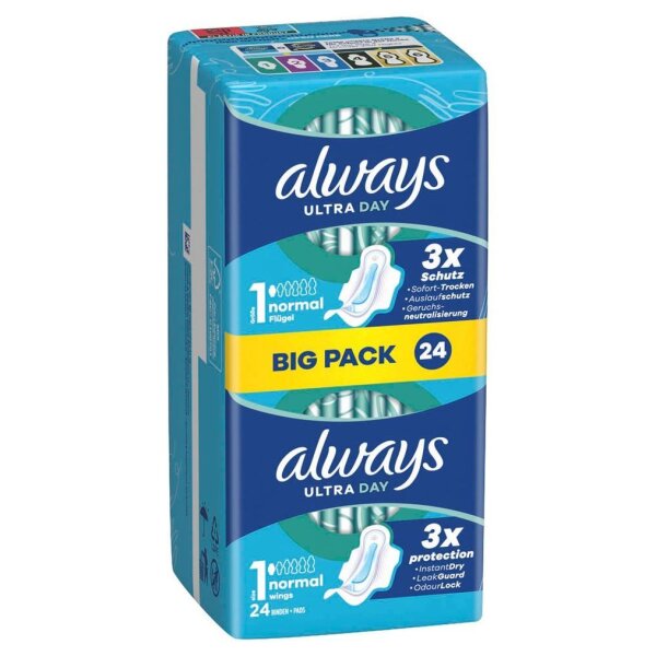 always Binden Ultra Day Normal mit Flügeln für Frauen, 24 St.