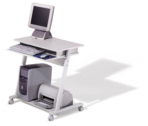rocada ZETA PC-Tisch mit Rollen lichtgrau 80,0 x 50,0 x 79,0 cm