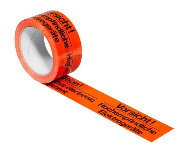 SUPRA Warnklebeband Vorsicht! Hochempfindliche Elektrogeräte leuchtorange 50,0 mm x 66,0 m 1 Rolle