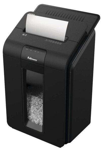 AKTION: Fellowes AutoMax 100M Aktenvernichter mit Partikelschnitt P-4, 4 x 10 mm, bis 100 Blatt, schwarz mit 25 Euro CashBack