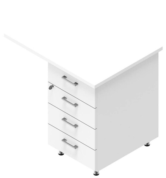 Quadrifoglio Standcontainer weiß 4 Auszüge Kunststoff-Stangengriff weiß 80,0 x 60,0 x 75,0 cm