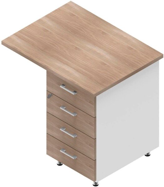 Quadrifoglio Standcontainer weiß, ulme 4 Auszüge Kunststoff-Stangengriff weiß 80,0 x 60,0 x 75,0 cm