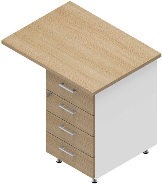 Quadrifoglio Standcontainer weiß, eiche hell 4 Auszüge Kunststoff-Stangengriff weiß 80,0 x 60,0 x 75,0 cm