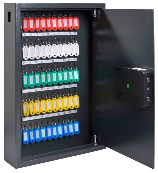 pavo Advanced Schlüsseltresor grau mit 50 Haken, Elektronikschloss, 40,0 x 10,0 x 55,0 cm, 1 St.