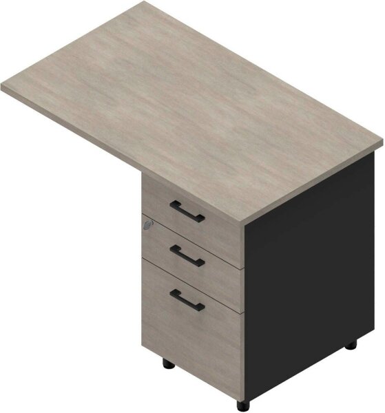 Quadrifoglio Standcontainer dunkelgrau, beton 3 Auszüge Kunststoff-Stangengriff dunkelgrau 100,0 x 60,0 x 75,0 cm