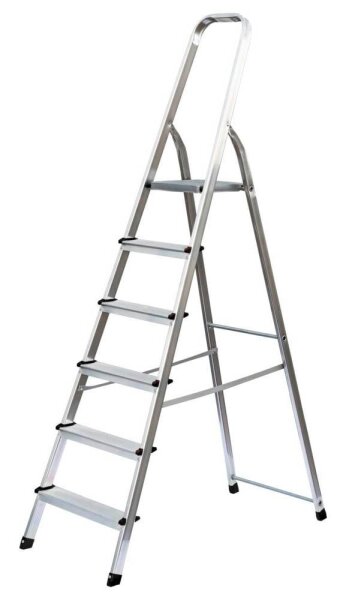 MUNK Stehleiter einseitig 11127 silber 6 Stufen, H: 204,5 cm