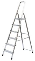 MUNK Stehleiter einseitig 11127 silber 6 Stufen, H: 204,5 cm