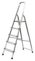 MUNK Stehleiter einseitig 11126 silber 5 Stufen, H: 181,0 cm