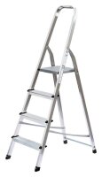MUNK Stehleiter einseitig 11125 silber 4 Stufen, H: 157,5 cm