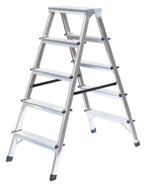 MUNK Stehleiter beidseitig 11165 silber 2x 5 Stufen, H: 108,0 cm