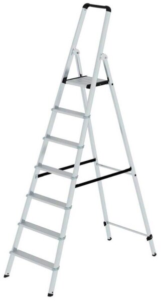 MUNK Stehleiter einseitig 11227 silber 7 Stufen, H: 225,0 cm