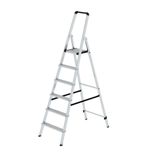 MUNK Stehleiter einseitig 11226 silber 6 Stufen, H: 201,0 cm