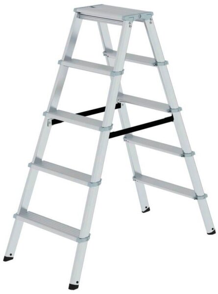 MUNK Stehleiter beidseitig 11235 silber 2x 5 Stufen, H: 116,0 cm