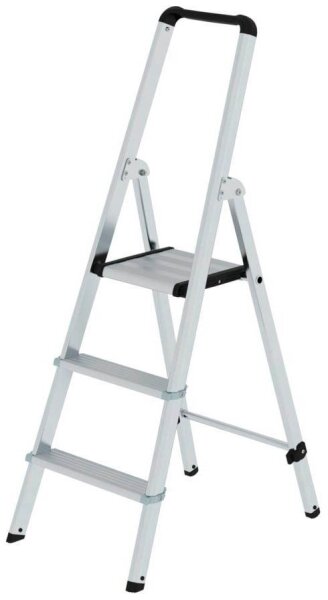 MUNK Stehleiter einseitig 11223 silber 3 Stufen, H: 131,0 cm