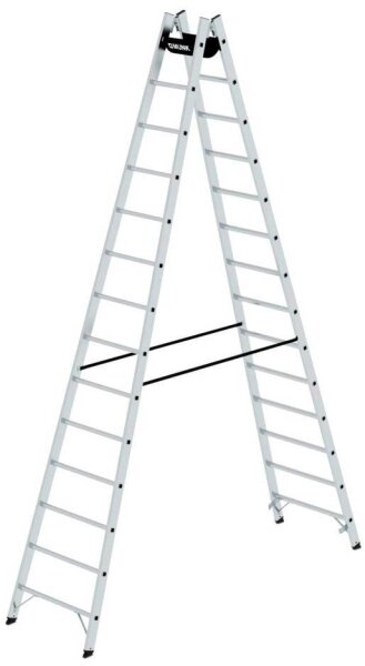 MUNK Stehleiter beidseitig 33028 silber 2x 14 Sprossen, H: 407,0 cm