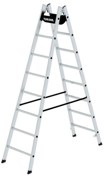 MUNK Stehleiter beidseitig 33016 silber 2x 8 Sprossen, H: 240,0 cm