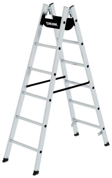 MUNK Stehleiter beidseitig 33012 silber 2x 6 Sprossen, H: 183,0 cm