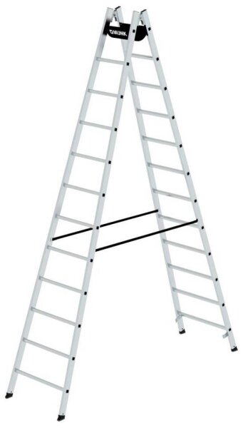 MUNK Stehleiter beidseitig 33024 silber 2x 12 Sprossen, H: 351,0 cm