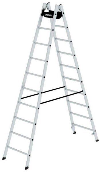 MUNK Stehleiter beidseitig 33020 silber 2x 10 Sprossen, H: 295,0 cm