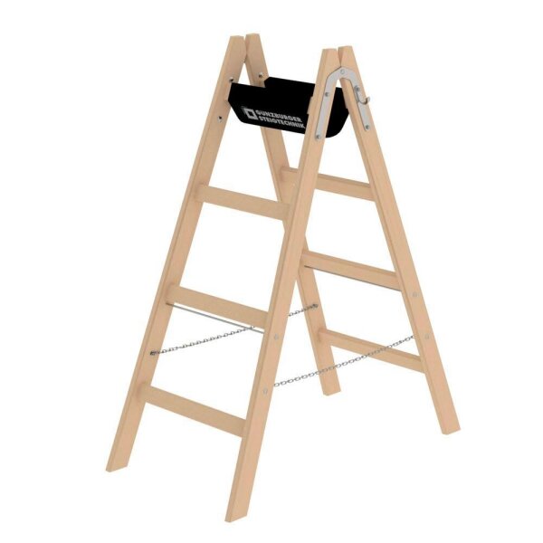 MUNK Stehleiter beidseitig 33208 natur 2x 4 Sprossen, H: 123,0 cm