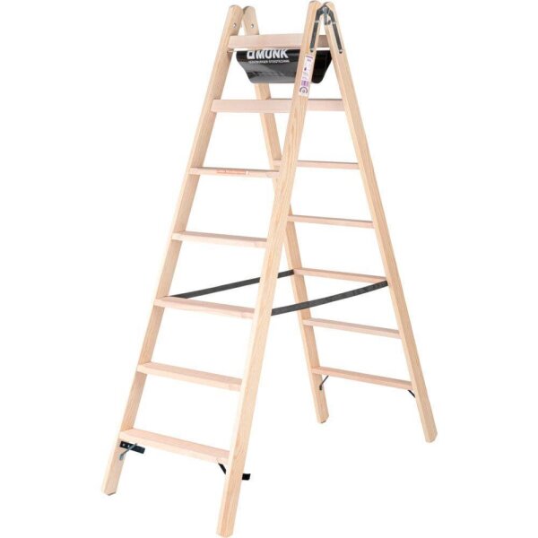 MUNK Stehleiter beidseitig 33814 natur 2x 7 Sprossen, H: 189,0 cm