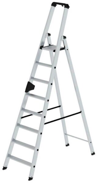 MUNK Stehleiter einseitig 40108 silber 8 Stufen, H: 251,0 cm