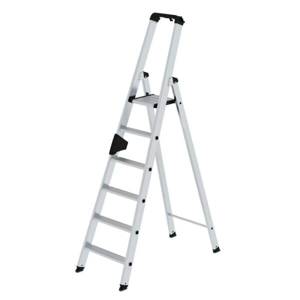 MUNK Stehleiter einseitig 40106 silber 6 Stufen, H: 181,0 cm
