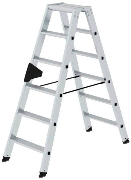 MUNK Stehleiter beidseitig 40212 silber 2x 6 Stufen, H: 138,0 cm