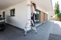 MUNK Stehleiter beidseitig 40212 silber 2x 6 Stufen, H: 138,0 cm