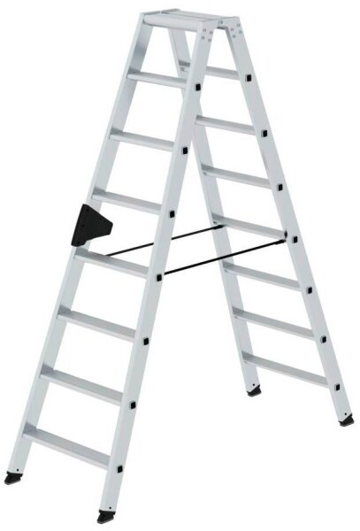 MUNK Stehleiter beidseitig 40216 silber 2x 8 Stufen, H: 185,0 cm